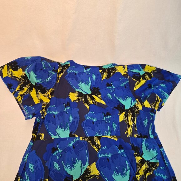 CHRISTOPHER JOHN ROGERS Blue Printed Puff Tired Dress Size 24W/26W New NO Tags! - Picture 8 of 16